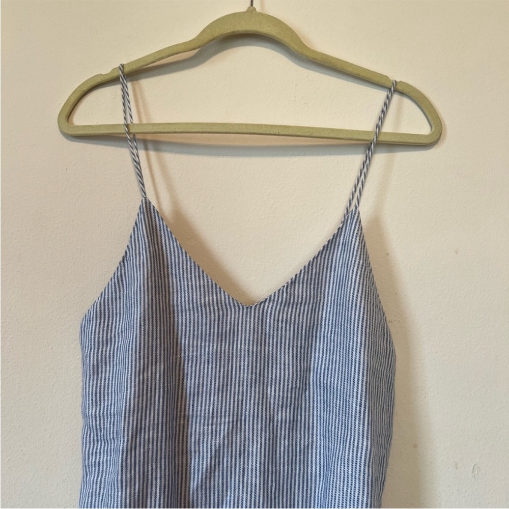 Reformation Striped Carmen Midi Linen Dress